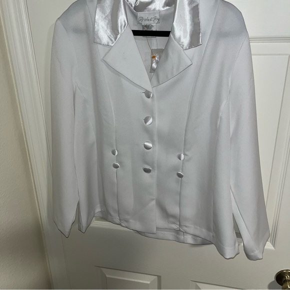 Pride & Joy Jackets & Blazers - Elegant White Satin Blazer Pride & Joy new nwt 18 petite bride bridal wedding